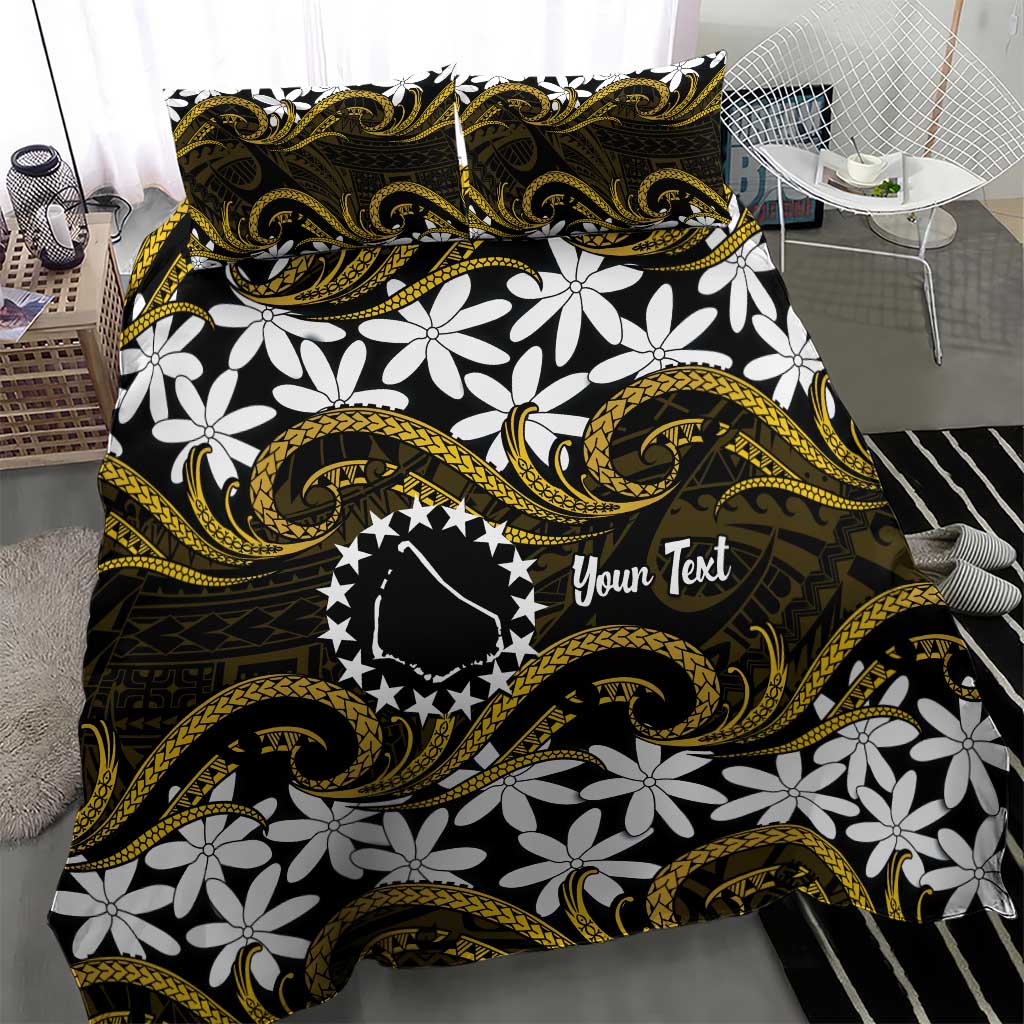 Personalised Cook Islands Manihiki Bedding Set Tiare Maori Polynesian Waves Tattoo
