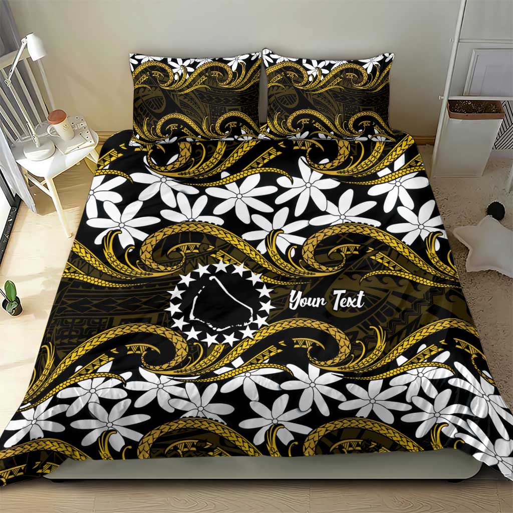 Personalised Cook Islands Manihiki Bedding Set Tiare Maori Polynesian Waves Tattoo