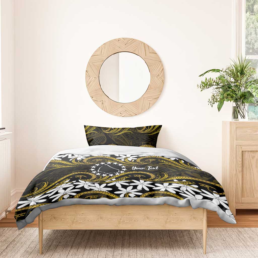 Personalised Cook Islands Manihiki Bedding Set Tiare Maori Polynesian Waves Tattoo
