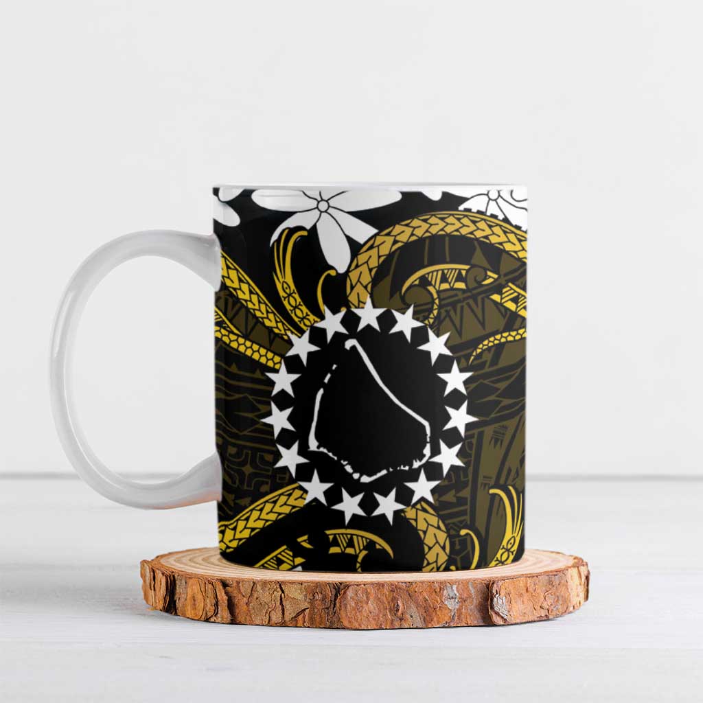 Personalised Cook Islands Manihiki Ceramic Mug Tiare Maori Polynesian Waves Tattoo