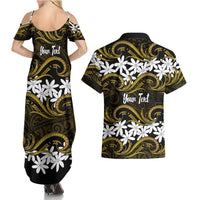 Personalised Cook Islands Manihiki Couples Matching Summer Maxi Dress and Hawaiian Shirt Tiare Maori Polynesian Waves Tattoo