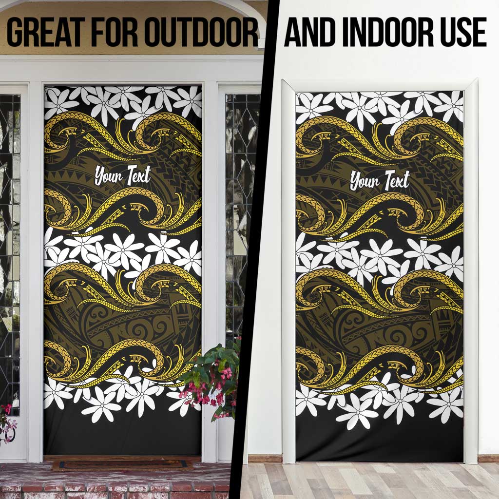 Personalised Cook Islands Manihiki Door Cover Tiare Maori Polynesian Waves Tattoo