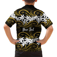 Personalised Cook Islands Manihiki Family Matching Short Sleeve Bodycon Dress and Hawaiian Shirt Tiare Maori Polynesian Waves Tattoo LT14 - Polynesian Pride