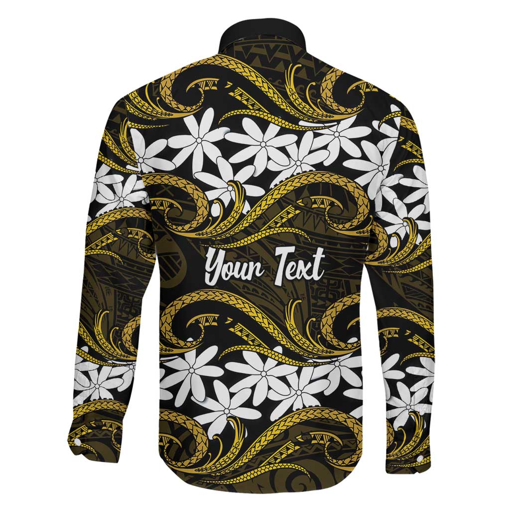 Personalised Cook Islands Manihiki Family Matching Short Sleeve Bodycon Dress and Hawaiian Shirt Tiare Maori Polynesian Waves Tattoo LT14 - Polynesian Pride