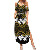 Personalised Cook Islands Manihiki Family Matching Summer Maxi Dress and Hawaiian Shirt Tiare Maori Polynesian Waves Tattoo