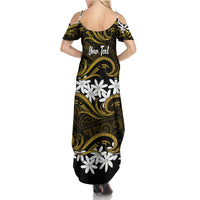Personalised Cook Islands Manihiki Family Matching Summer Maxi Dress and Hawaiian Shirt Tiare Maori Polynesian Waves Tattoo