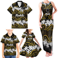 Personalised Cook Islands Manihiki Family Matching Tank Maxi Dress and Hawaiian Shirt Tiare Maori Polynesian Waves Tattoo