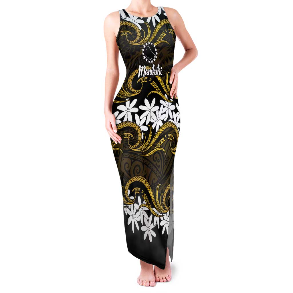 Personalised Cook Islands Manihiki Family Matching Tank Maxi Dress and Hawaiian Shirt Tiare Maori Polynesian Waves Tattoo