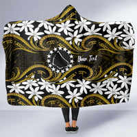Personalised Cook Islands Manihiki Hooded Blanket Tiare Maori Polynesian Waves Tattoo LT14 One Size Gold - Polynesian Pride