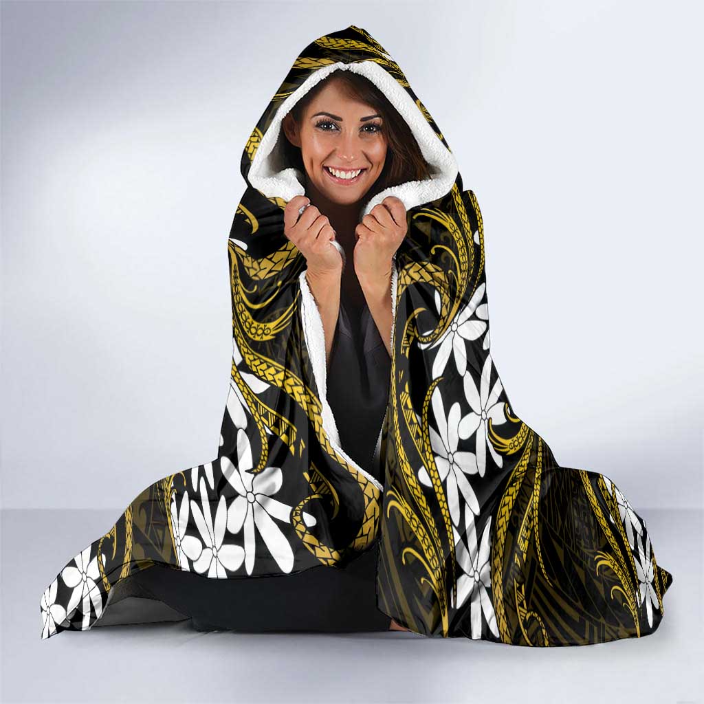 Personalised Cook Islands Manihiki Hooded Blanket Tiare Maori Polynesian Waves Tattoo LT14 - Polynesian Pride