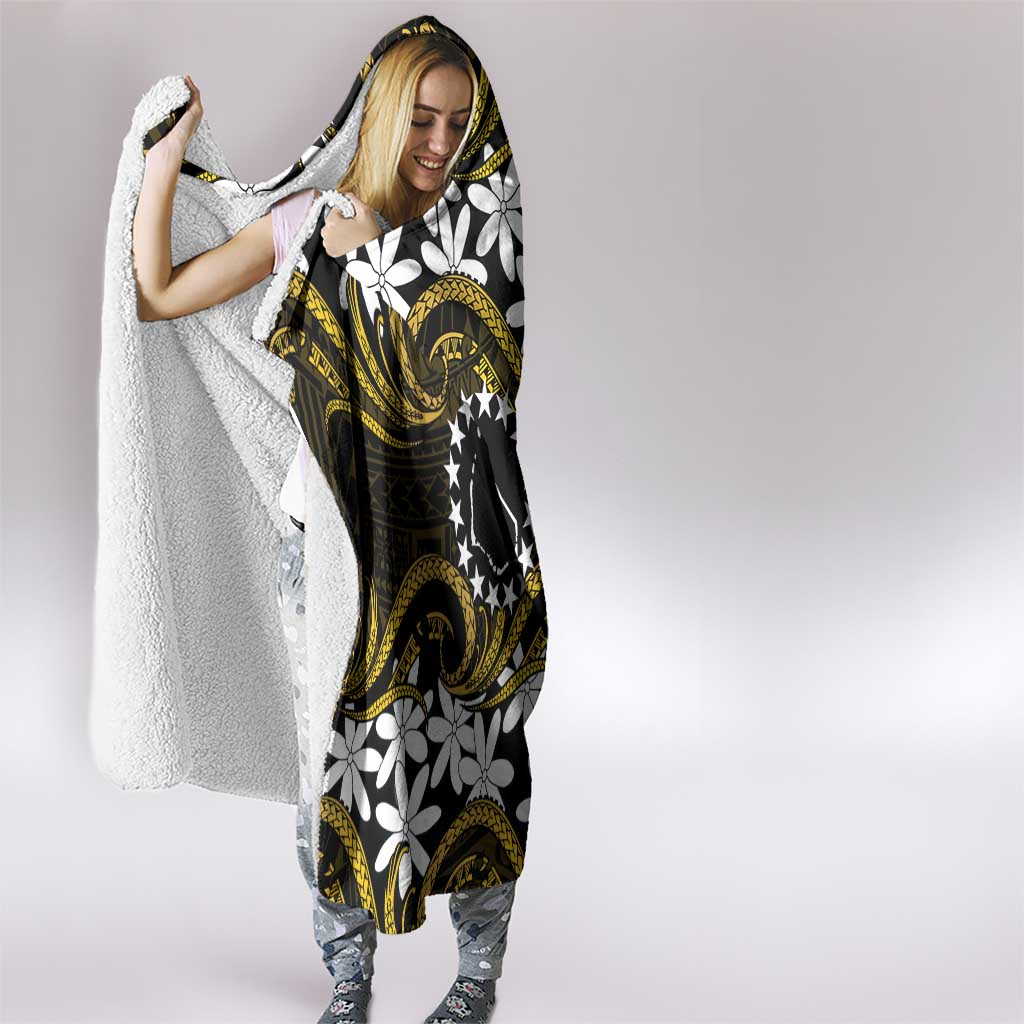 Personalised Cook Islands Manihiki Hooded Blanket Tiare Maori Polynesian Waves Tattoo LT14 - Polynesian Pride