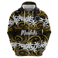Personalised Cook Islands Manihiki Hoodie Tiare Maori Polynesian Waves Tattoo