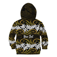 Personalised Cook Islands Manihiki Kid Hoodie Tiare Maori Polynesian Waves Tattoo