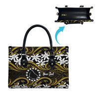 Personalised Cook Islands Manihiki Leather Bag Tiare Maori Polynesian Waves Tattoo