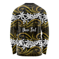 Personalised Cook Islands Manihiki Long Sleeve Shirt Tiare Maori Polynesian Waves Tattoo