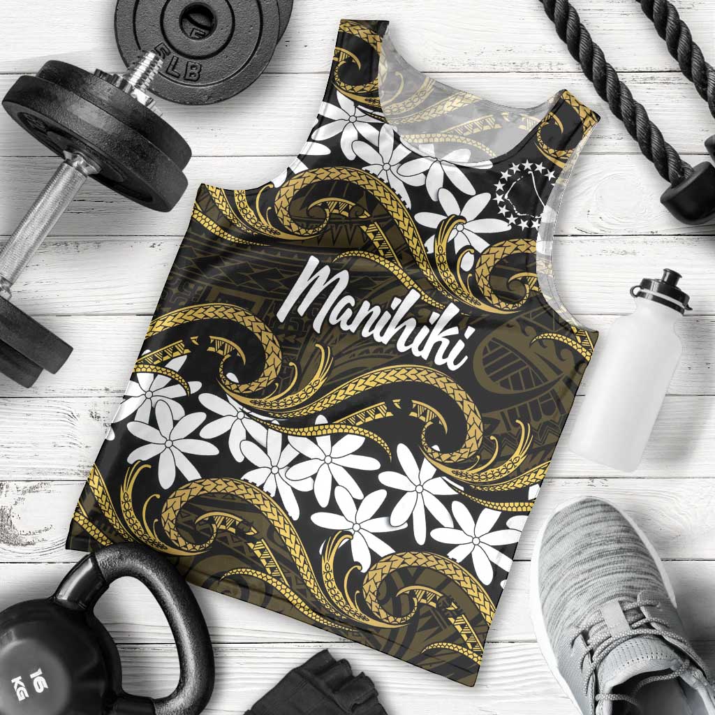 Personalised Cook Islands Manihiki Men Tank Top Tiare Maori Polynesian Waves Tattoo