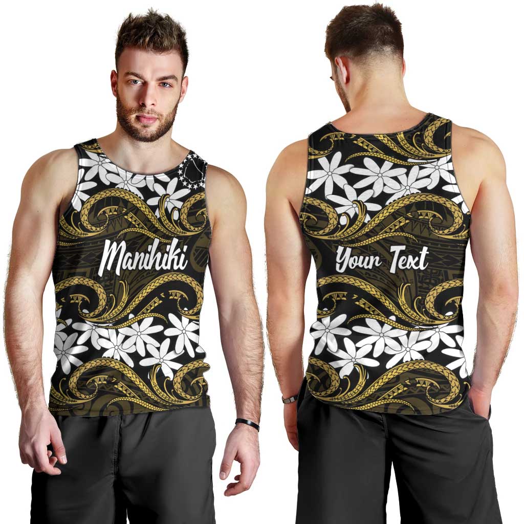 Personalised Cook Islands Manihiki Men Tank Top Tiare Maori Polynesian Waves Tattoo