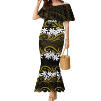 Personalised Cook Islands Manihiki Mermaid Dress Tiare Maori Polynesian Waves Tattoo LT14 Women Gold - Polynesian Pride