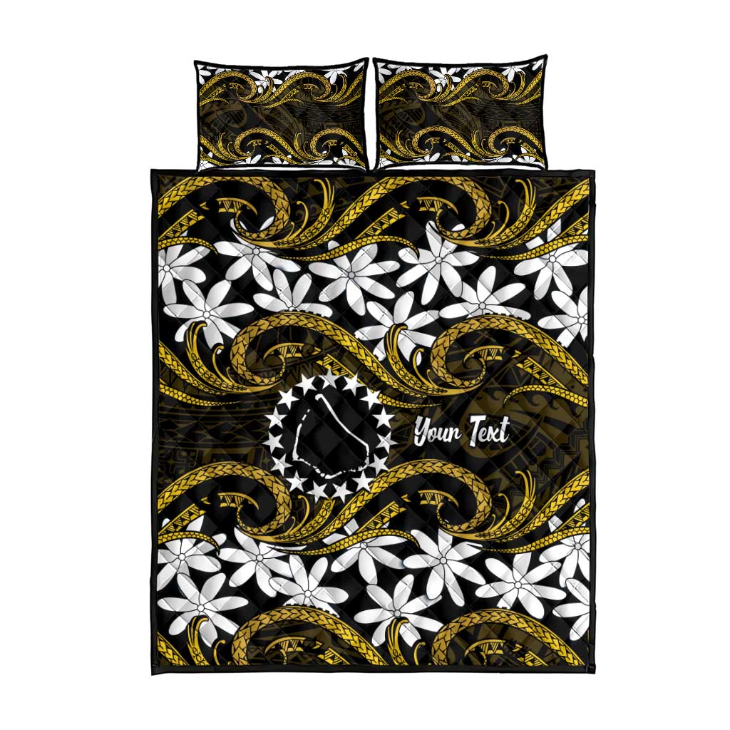 Personalised Cook Islands Manihiki Quilt Bed Set Tiare Maori Polynesian Waves Tattoo LT14 - Polynesian Pride