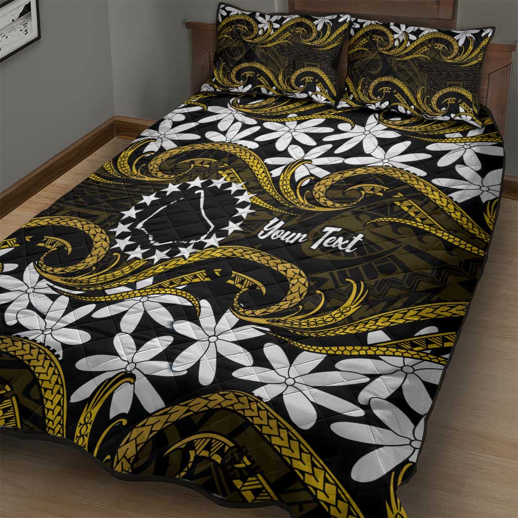 Personalised Cook Islands Manihiki Quilt Bed Set Tiare Maori Polynesian Waves Tattoo LT14 - Polynesian Pride