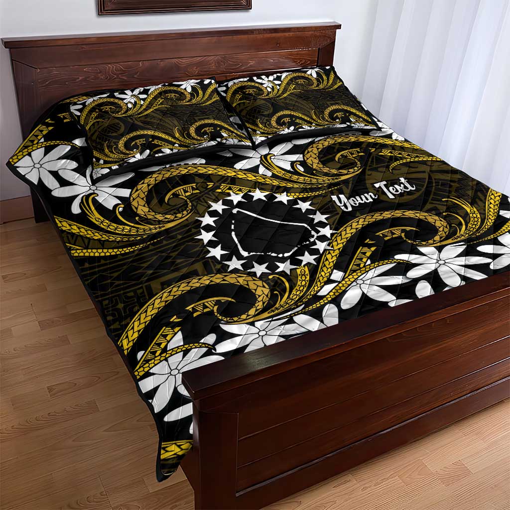 Personalised Cook Islands Manihiki Quilt Bed Set Tiare Maori Polynesian Waves Tattoo LT14 - Polynesian Pride