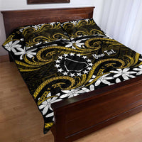 Personalised Cook Islands Manihiki Quilt Bed Set Tiare Maori Polynesian Waves Tattoo LT14 - Polynesian Pride