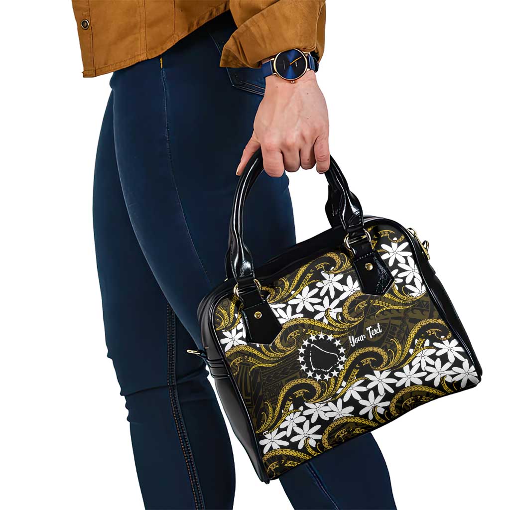 Personalised Cook Islands Manihiki Shoulder Handbag Tiare Maori Polynesian Waves Tattoo