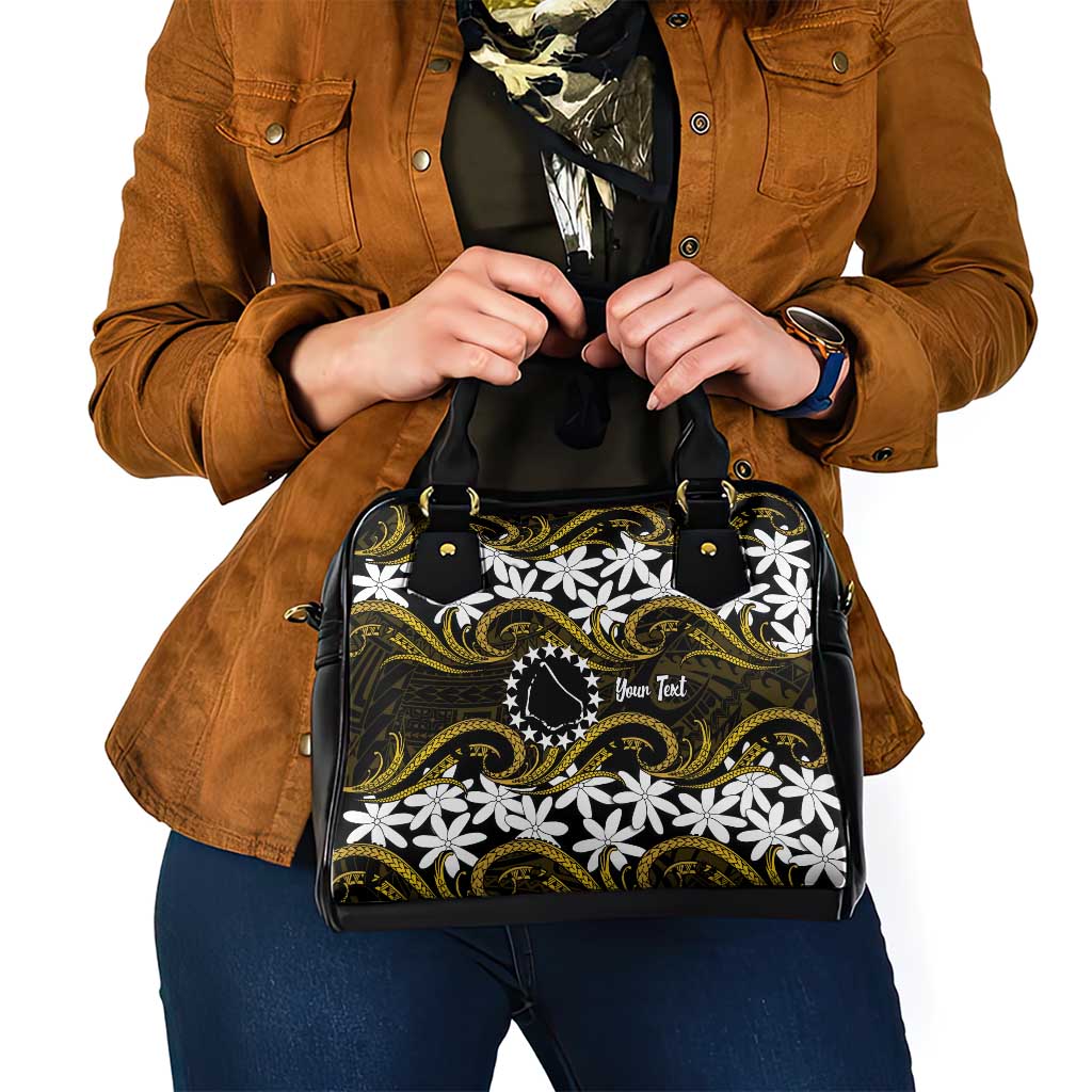 Personalised Cook Islands Manihiki Shoulder Handbag Tiare Maori Polynesian Waves Tattoo