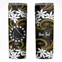 Personalised Cook Islands Manihiki Skinny Tumbler Tiare Maori Polynesian Waves Tattoo