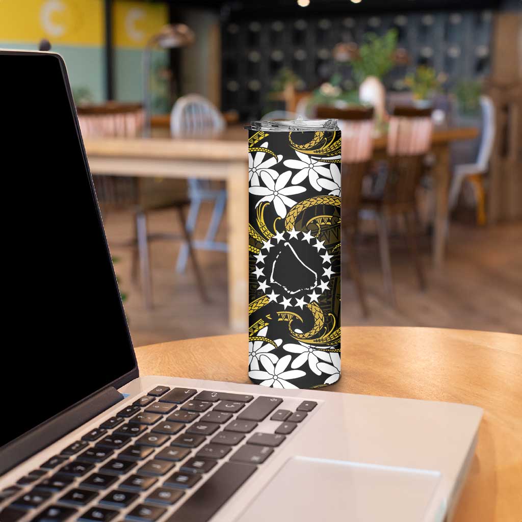 Personalised Cook Islands Manihiki Skinny Tumbler Tiare Maori Polynesian Waves Tattoo