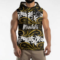 Personalised Cook Islands Manihiki Sleeveless Hoodie Tiare Maori Polynesian Waves Tattoo LT14 - Polynesian Pride