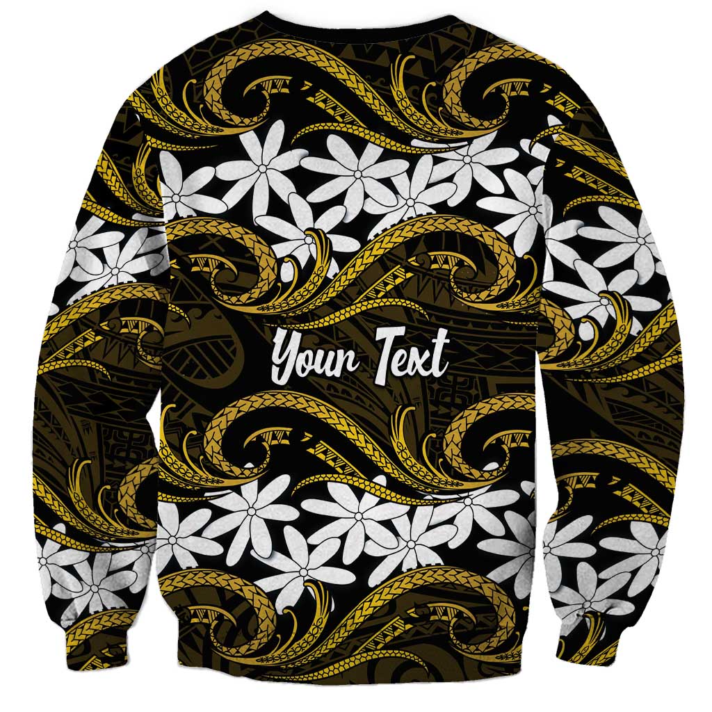 Personalised Cook Islands Manihiki Sweatshirt Tiare Maori Polynesian Waves Tattoo