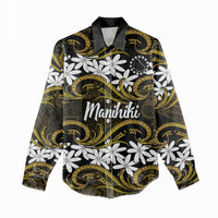 Personalised Cook Islands Manihiki Women Casual Shirt Tiare Maori Polynesian Waves Tattoo