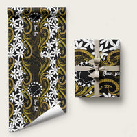 Personalised Cook Islands Manihiki Wrapping Paper Tiare Maori Polynesian Waves Tattoo LT14 58" × 23" Gold - Polynesian Pride