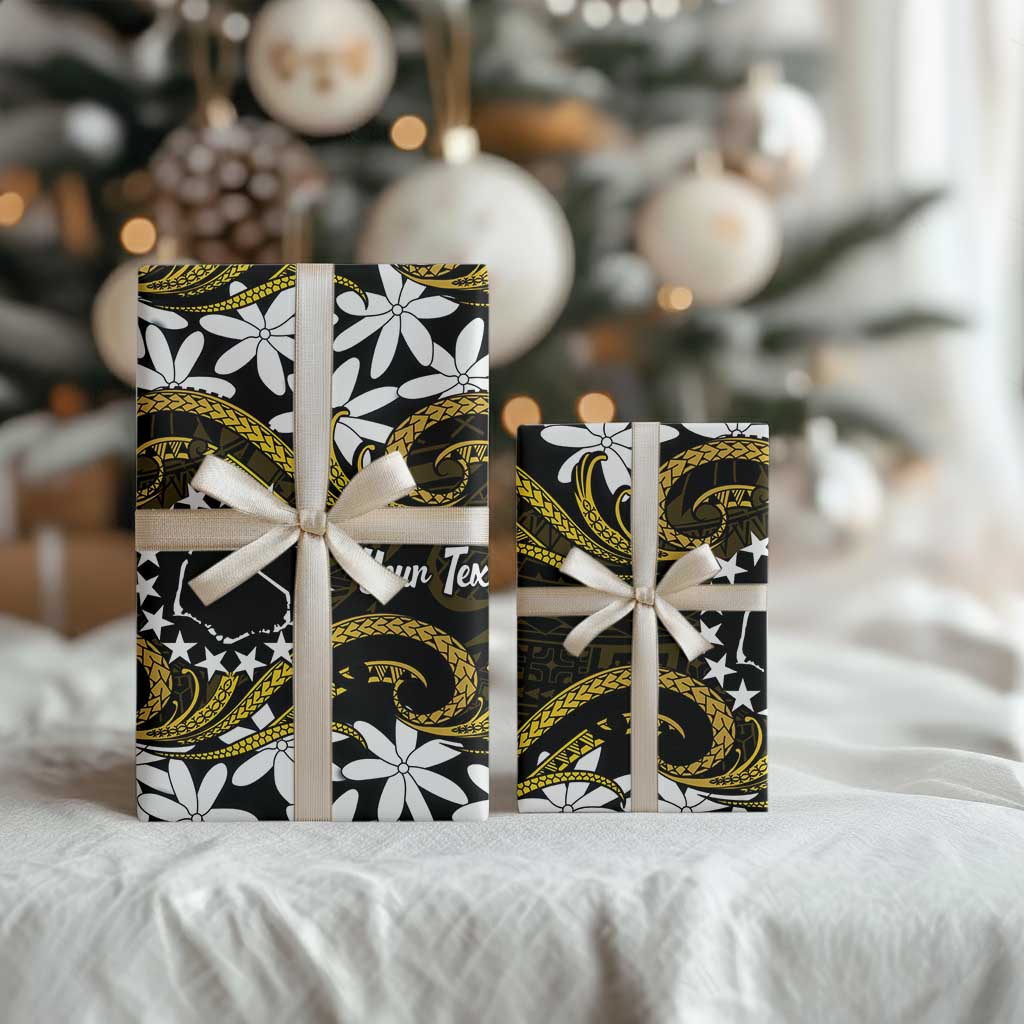 Personalised Cook Islands Manihiki Wrapping Paper Tiare Maori Polynesian Waves Tattoo LT14 - Polynesian Pride