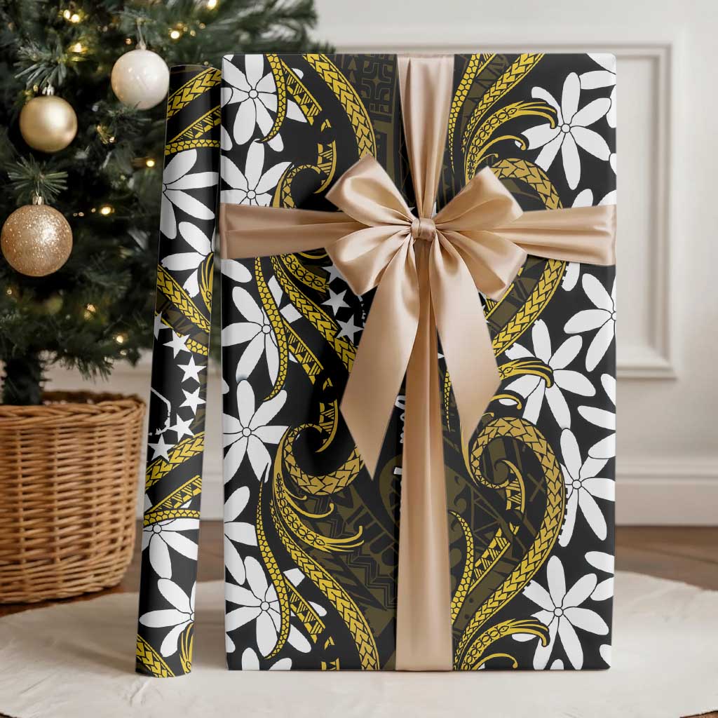 Personalised Cook Islands Manihiki Wrapping Paper Tiare Maori Polynesian Waves Tattoo LT14 - Polynesian Pride