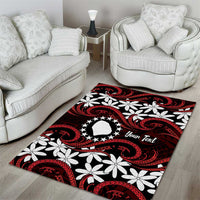 Personalised Cook Islands Atiu Enuamanu Area Rug Tiare Maori Polynesian Waves Tattoo