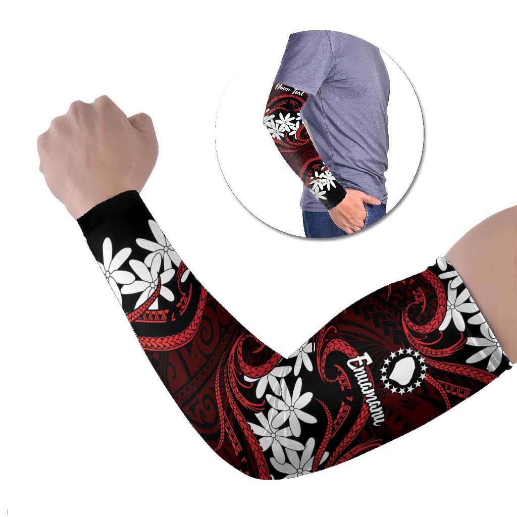 Personalised Cook Islands Atiu Enuamanu Arm Sleeves Tiare Maori Polynesian Waves Tattoo LT14 Set of 2 Red - Polynesian Pride