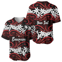 Personalised Cook Islands Atiu Enuamanu Baseball Jersey Tiare Maori Polynesian Waves Tattoo