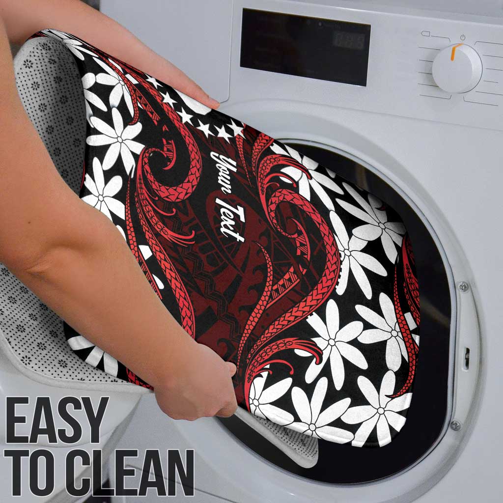 Personalised Cook Islands Atiu Enuamanu Bathroom Set Tiare Maori Polynesian Waves Tattoo
