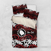Personalised Cook Islands Atiu Enuamanu Bedding Set Tiare Maori Polynesian Waves Tattoo