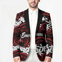 Personalised Cook Islands Atiu Enuamanu Blazer Tiare Maori Polynesian Waves Tattoo