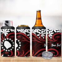Personalised Cook Islands Atiu Enuamanu 4 in 1 Can Cooler Tumbler Tiare Maori Polynesian Waves Tattoo