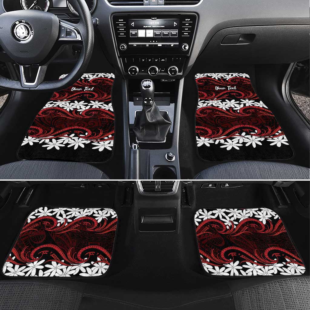 Personalised Cook Islands Atiu Enuamanu Car Mats Tiare Maori Polynesian Waves Tattoo