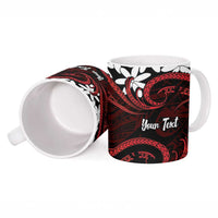 Personalised Cook Islands Atiu Enuamanu Ceramic Mug Tiare Maori Polynesian Waves Tattoo