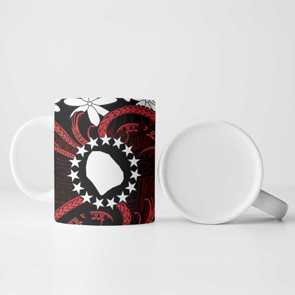 Personalised Cook Islands Atiu Enuamanu Ceramic Mug Tiare Maori Polynesian Waves Tattoo