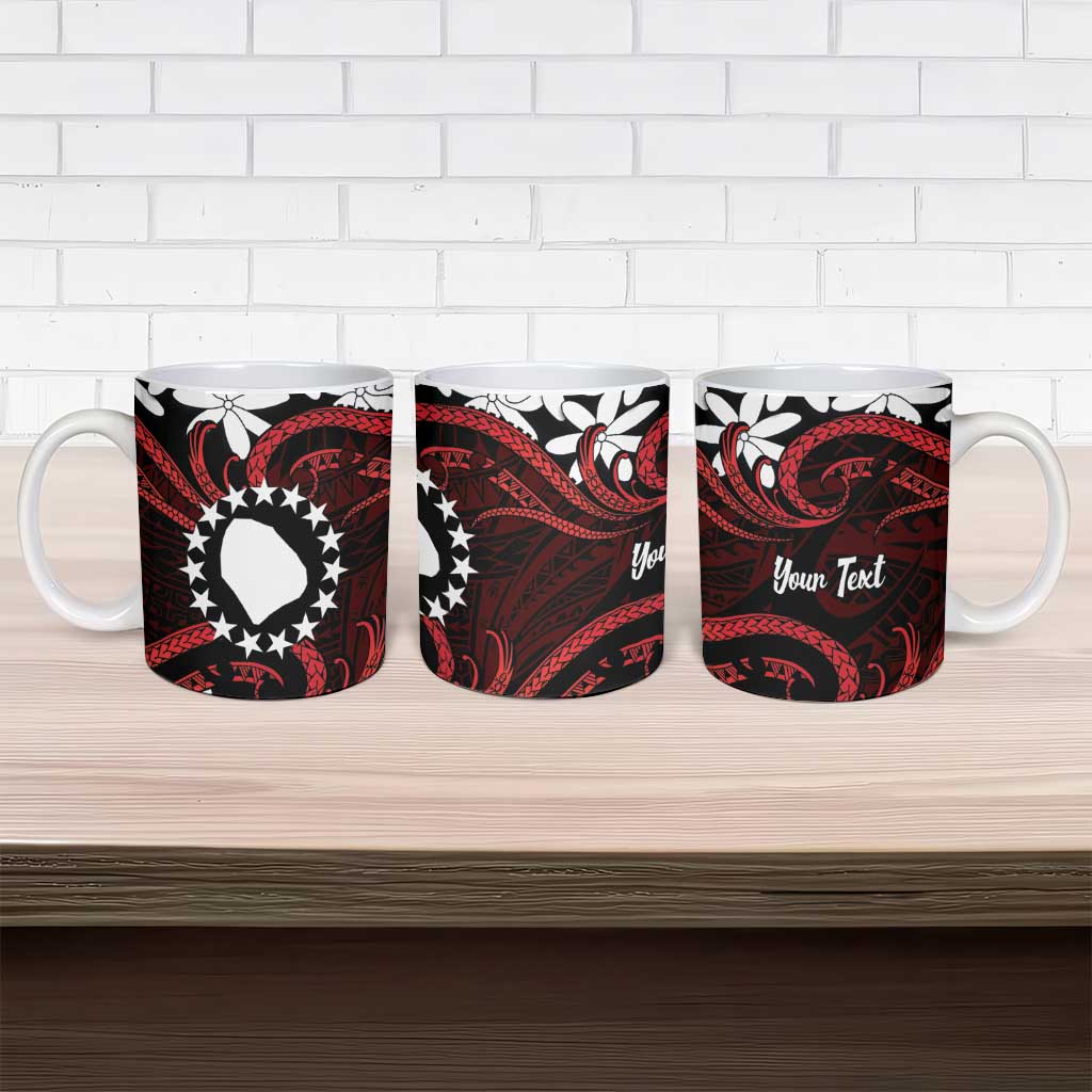 Personalised Cook Islands Atiu Enuamanu Ceramic Mug Tiare Maori Polynesian Waves Tattoo