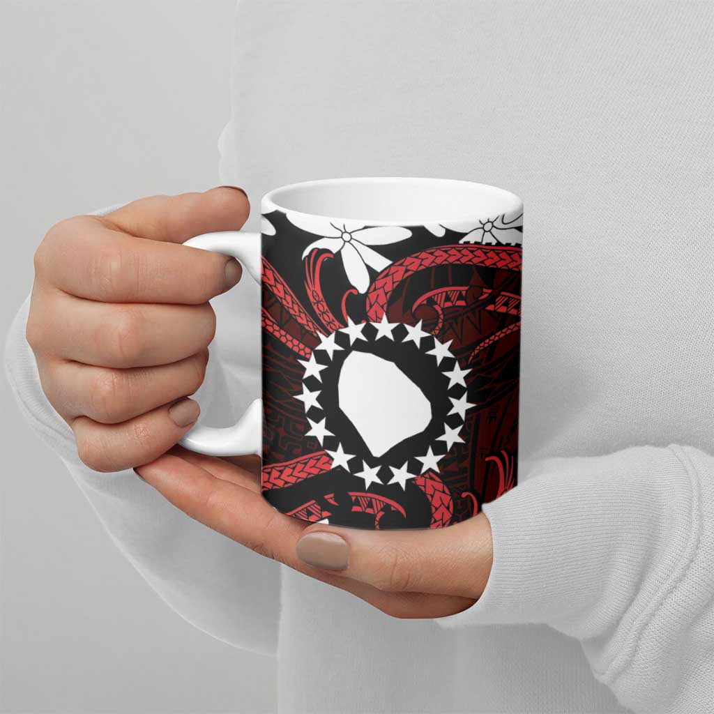 Personalised Cook Islands Atiu Enuamanu Ceramic Mug Tiare Maori Polynesian Waves Tattoo