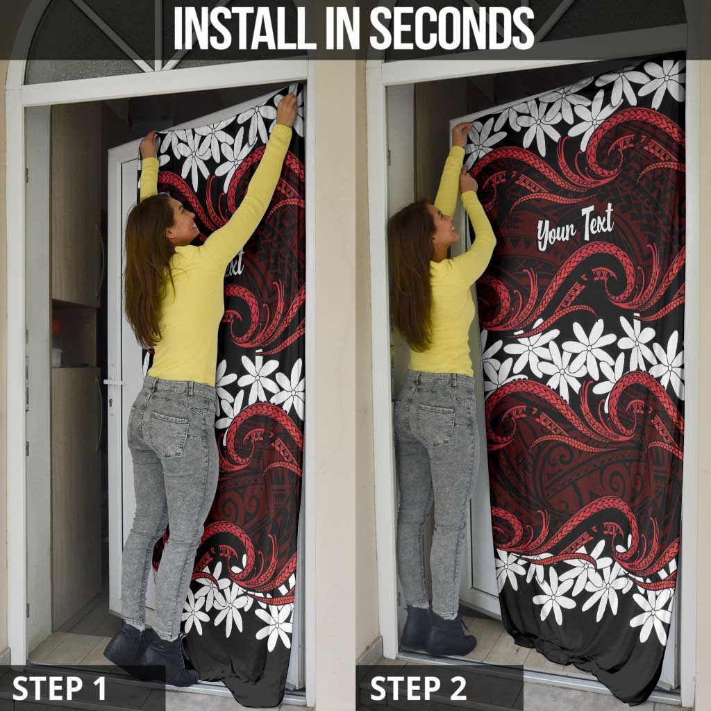 Personalised Cook Islands Atiu Enuamanu Door Cover Tiare Maori Polynesian Waves Tattoo