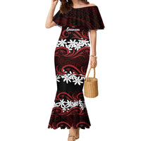 Personalised Cook Islands Atiu Enuamanu Family Matching Mermaid Dress and Hawaiian Shirt Tiare Maori Polynesian Waves Tattoo